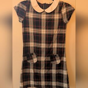 Lands End Kids Plaid Dress with Peter Pan Collar